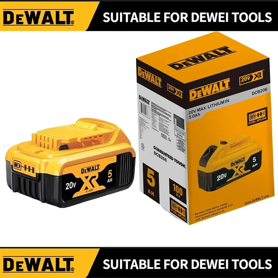 Dewalt 20V Battery 5AH 6AH 18V5.0AH Rechargeable Lithium Ion Battery, Dewalt DCB200 Power Tool Replacement Battery