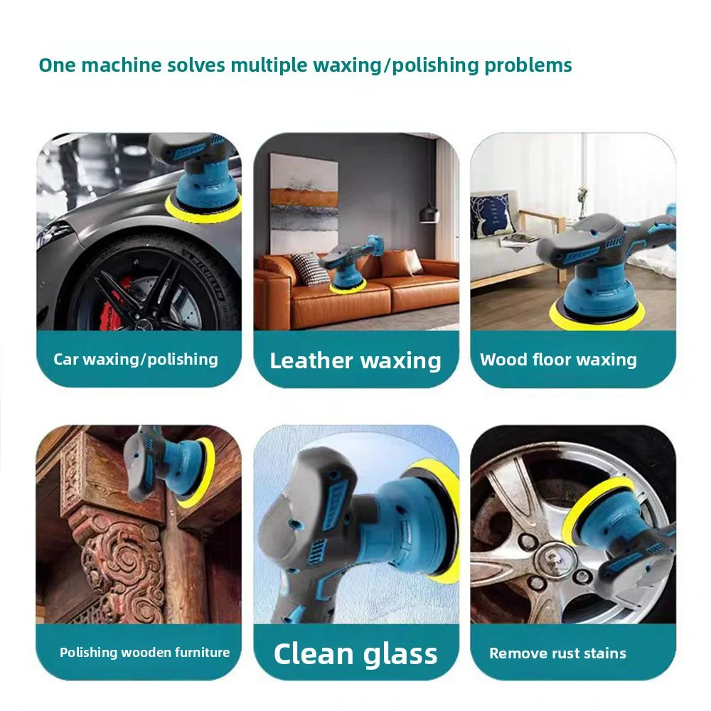 Cordless Car Polisher 8 Gears Adjustable Auto Electric Waxing Sanding Sealing Glaze Tool Fit Dewalt/Milwaukee/makita 20V Battery