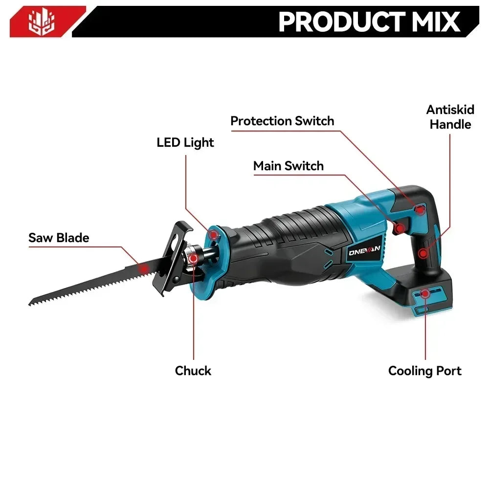 Makita 18V Cordless Brushless Reciprocating Saw Kit with 4 Blades for Wood Stud Metal Conduit Renovation Home