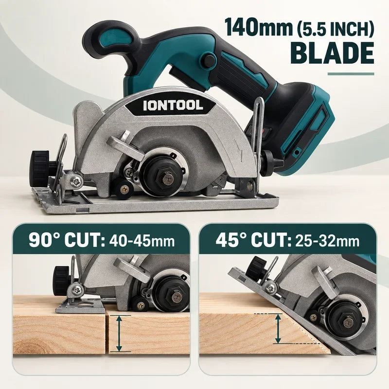 IONTOOL 850W 6500-12500RPM Cordless Circular Saw 5.5 Inch Tool Only for Workshop Wood Cutting and Material Trimming