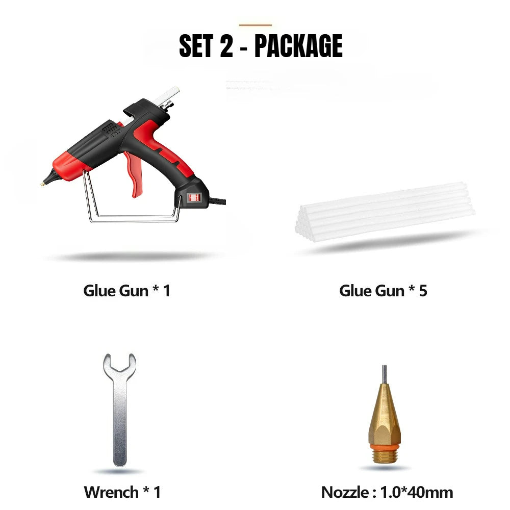 300W Hot Silicone Gun Red for 11mm Glue Sticks,AC Plug,High Power Industrial Hot Glue Gun Heat Temperature Electric Repair Tool
