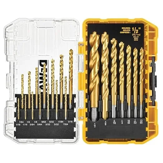 Original DEWALT DW1361 Titanium Twist Drill Bit Set Woodworking Metal HSS High Speed Steel Drill Bits 21Pcs Tool Attachments