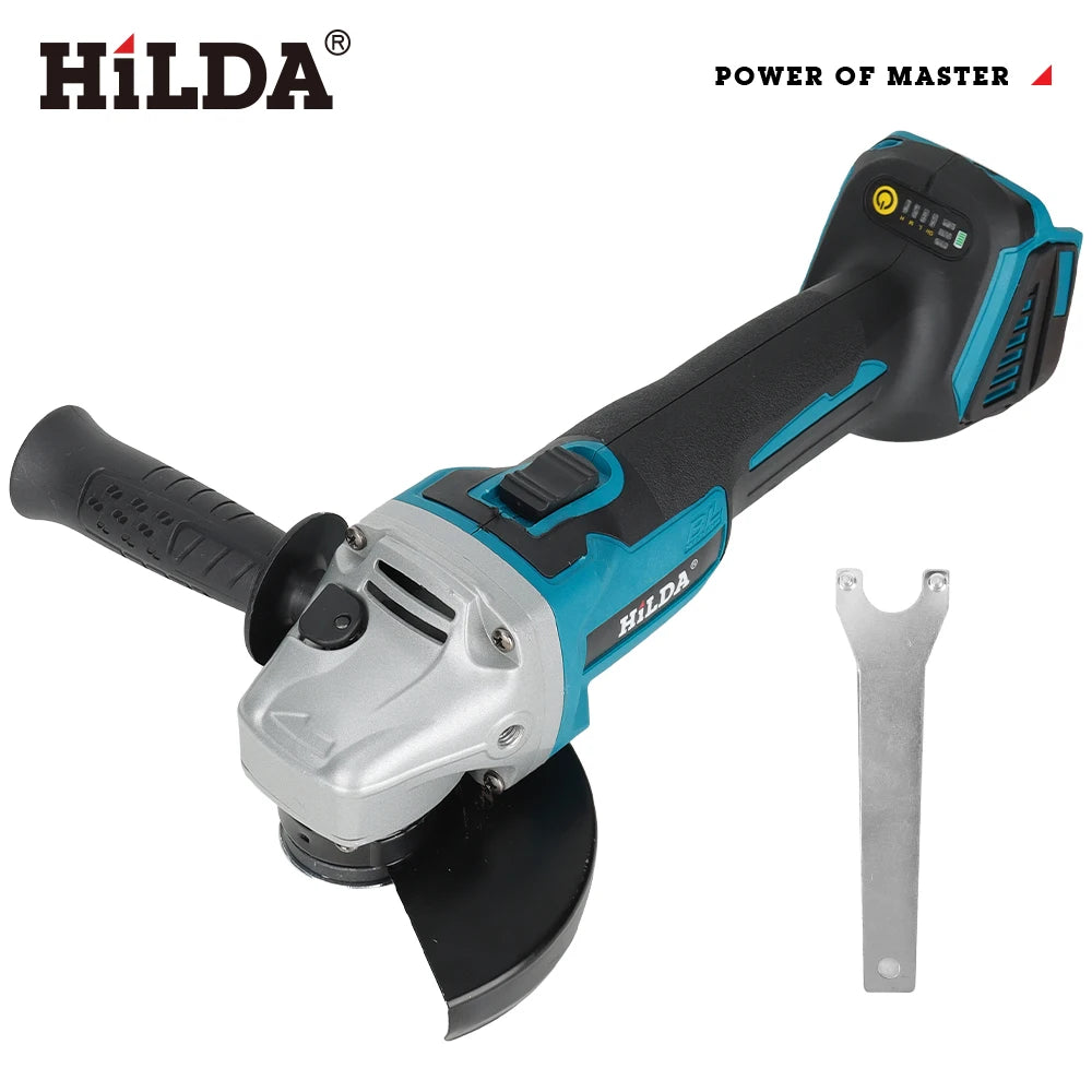 HILDA 125mm Brushless And Brushed Angle Grinder Cordless Grinding Machine Cutting 12V Angle Grinder For Makita 18V Battery