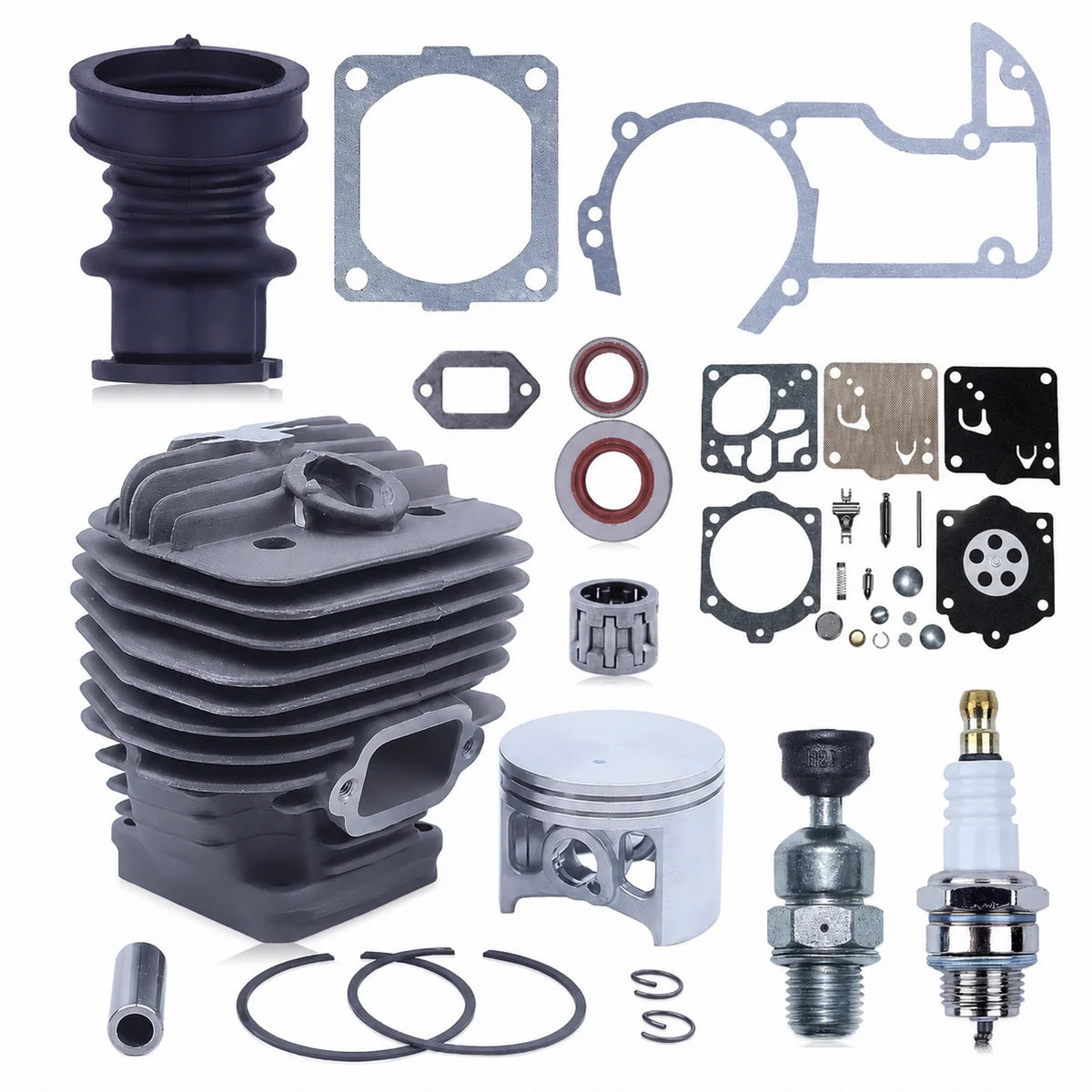 For Stihl MS660 066 064 MS640 MS650 Cylinder Piston Kit 56mm with Gasket Set Carb Kit Spark Plug Decomp Valve, 1122 020 1211