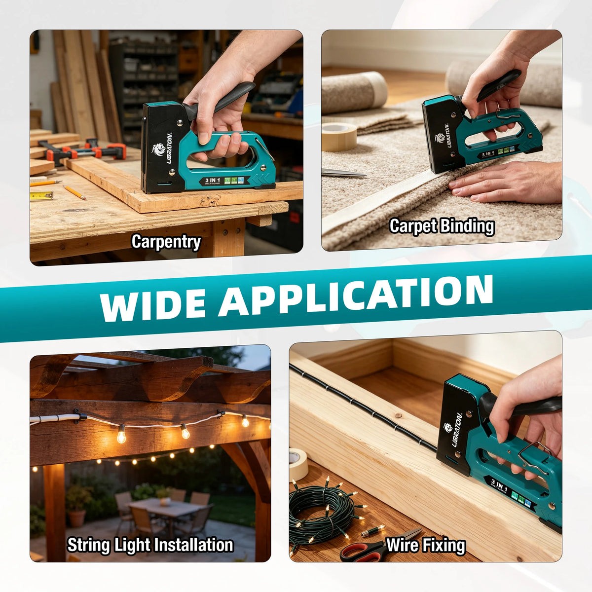 LIBRATON Upholstery 3 in 1 Staple Gun Heavy Duty with 1500 Staples T50, T25, JT21, Manual Stapler Gun & Remover Kit for Wood DIY