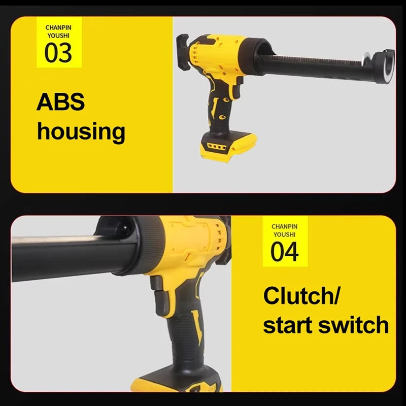 Electric Caulking Gun For Dewalt Battery 21V Cement 6 Speed Adjust Glass Adhesive Glue Seal Sealant Tool Wireless Glass Glue Gun