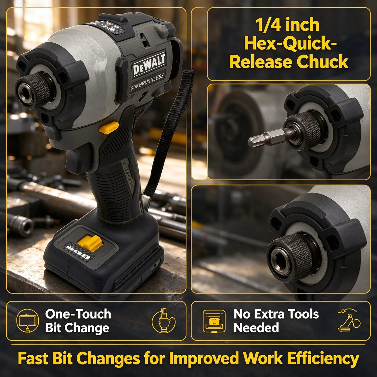 DEWALT DCF85M Brushless Lithium Impact Driver, Multifunctional Variable Speed Electric Screwdriver & Woodworking Drill