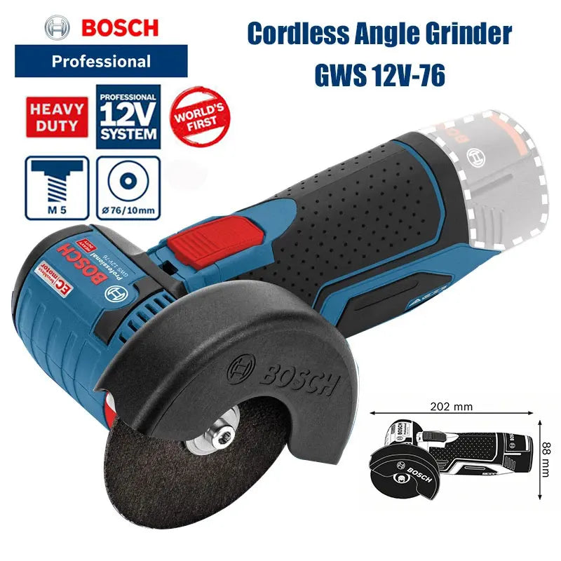Bosch GWS 12V-76 Professional 12V Cordless Angle Grinder Rechargeable Portable Angle Grinder Handle Cutting Machine Power Tools