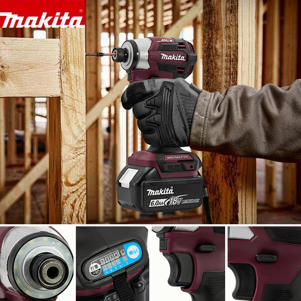 Makita DTD173 18V 180Nm Brushless Cordless Impact Driver with Ring Light Max Torque for Screw Bolt Wood Home DIY Power Tool