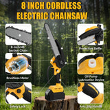 8 Inch Mini Electric Chainsaw Brushless Handheld Power Chain Saw for Tree Trimming Wood Cutting Fit for Dewalt 20V Battery Pin