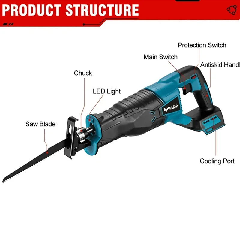Electric Goddess 10000SPM Electric Reciprocating Electric Chainsaw Saber Saw Cordless Cutter Tool For Makita 18V Battery Pin