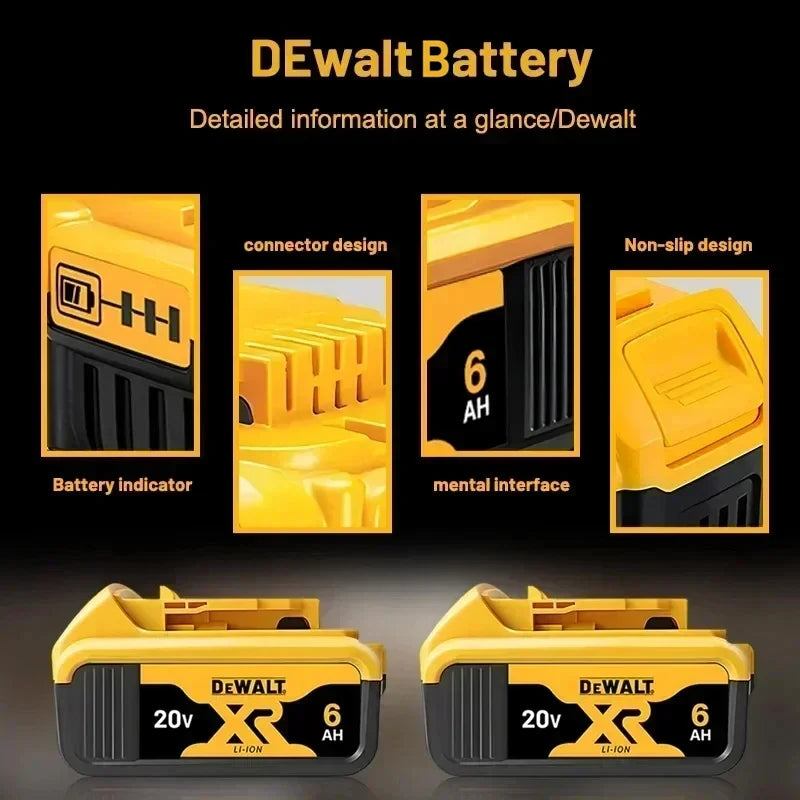 100% Genuine Dewalt 20V Battery, 20V 2Ah 5Ah 6Ah Battery DCB206 DCB209 DCB205 DCB184 For Dewalt Power tool Replacement Battery