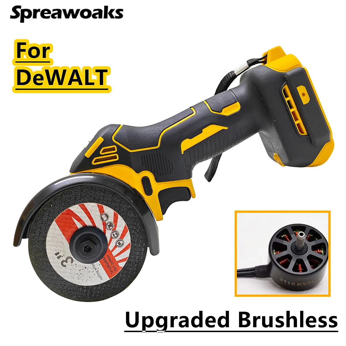 For DEWALT 20v18V Battery Upgraded Brushless Angle Grinder 3 Inch Electric CUT OFF Tool Cutting Polishing Grinding Machine