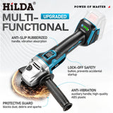 HILDA 21V Brushless Angle Grinder Cordless Handheld Electric Power Tool for Makita Battery For Metal Wood Cutting