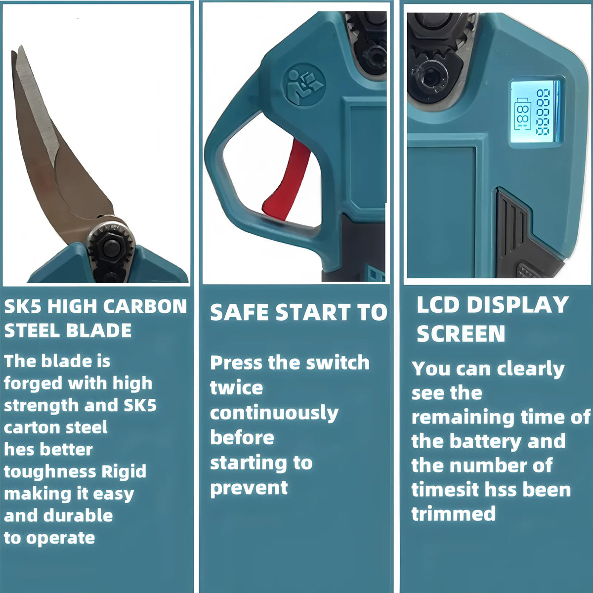 55MM Brushless Electric Scissors Cordless Pruning Shears Electric Branches Cutter Digital Display Tools For Makita 18V Battery