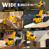 Brushless Electric Planer 82mm Cordless Woodworking Handheld Planer DIY Wood Smoothing Grooving for Dewalt 20V Battery Pin