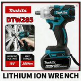 Makita 285N.m Brushless Cordless Impact Wrench, Electric Wrench High Power Shock Absorber for Auto Repair (Tool Only)