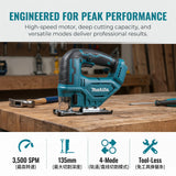 Makita DJV182 18V Cordless Jig Saw Bare Tool Electric Saw with Blades for Wood Metal Cutting Makita 18V Battery Compatible