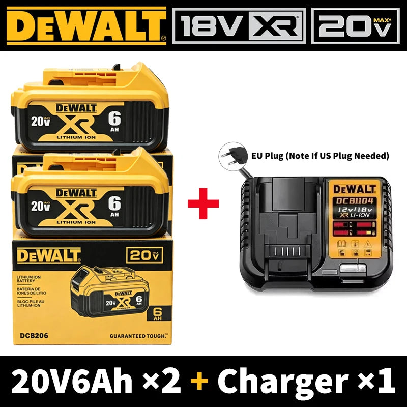 100% Dewalt Original Battery 20V 6AH Battery Replacement DCB200 DCB184 DCB182 DCB206 DCD887 DCD805 DCF860 Power Tool Battery