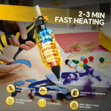 100W Cordless Hot Glue Gun 100°C-200°C Temp Adjust LCD Digital Display with 10Pcs 11mm Glue Sticks for Dewalt 20V Battery
