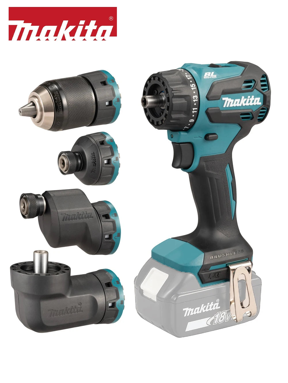 Makita DDF491 Power Tools Cordless Driver Drill 18V Electric Screwdriver with Four Interchangeable Tool Heads