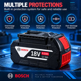 Bosch 18V 6.0Ah Lightweight Compact Genuine Battery for DIY Home Repair Fits BAT609G BAT610G GSR18V-LI Tools