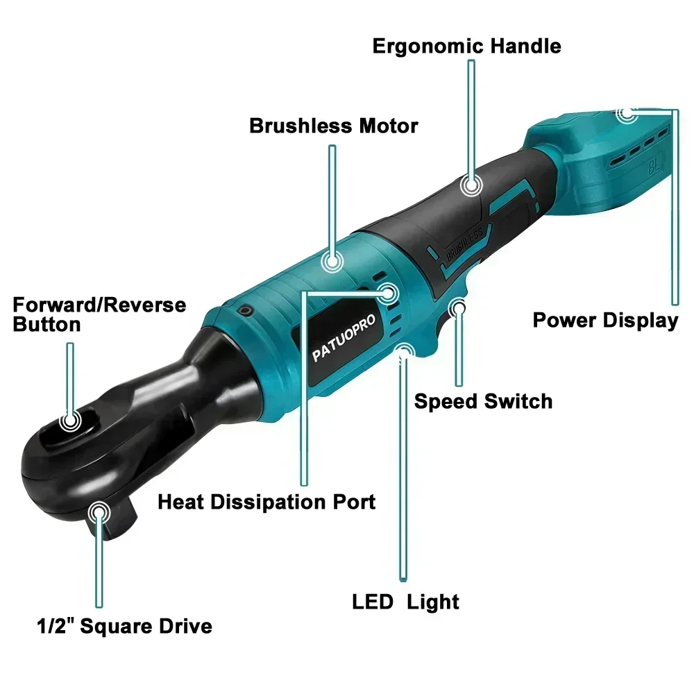 100N.m Brushless Electric Ratchet Wrench Cordless Wrench Removal Screw Nut Car Repair Tool For Makita 18V Battery(No Battery)