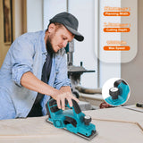 Heimerdinger 18V Rechargeable Lithium Battery Powered Handheld Woodworking Tool Brushless Cordless Electric Planer, No battery