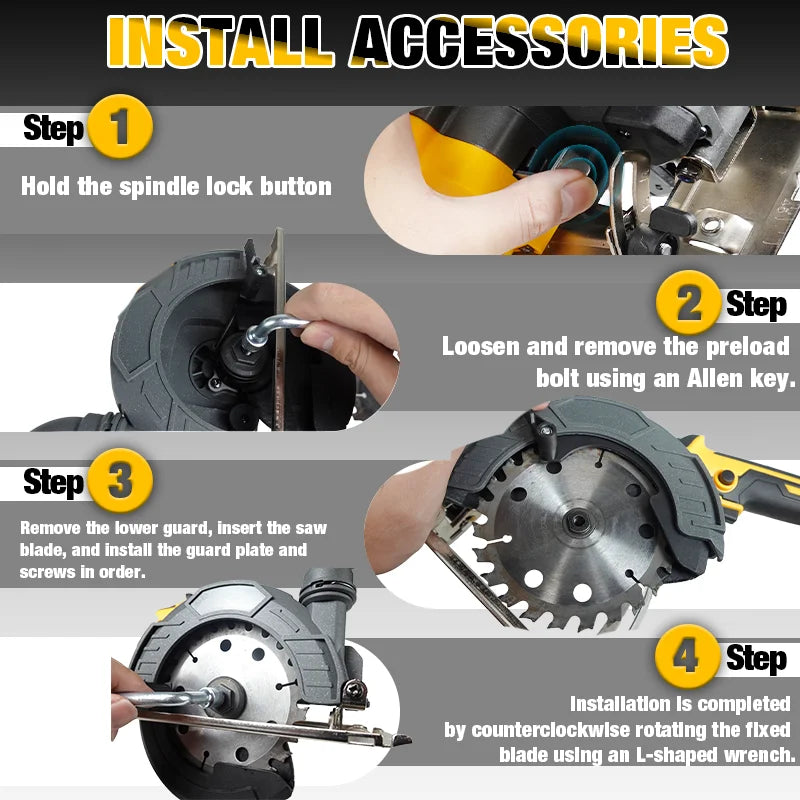 Electric Goddess 6Inch 150mm Brushless Circular Saw Adjustment Woodworking Electric Cutting Tool For Dewalt 20V Battery Pins