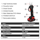 Gisam 198VF 30mm Cordless Electric Pruner Pruning Shears Efficient Fruit Tree Bonsai Pruning Branches Cutter Landscaping Tool