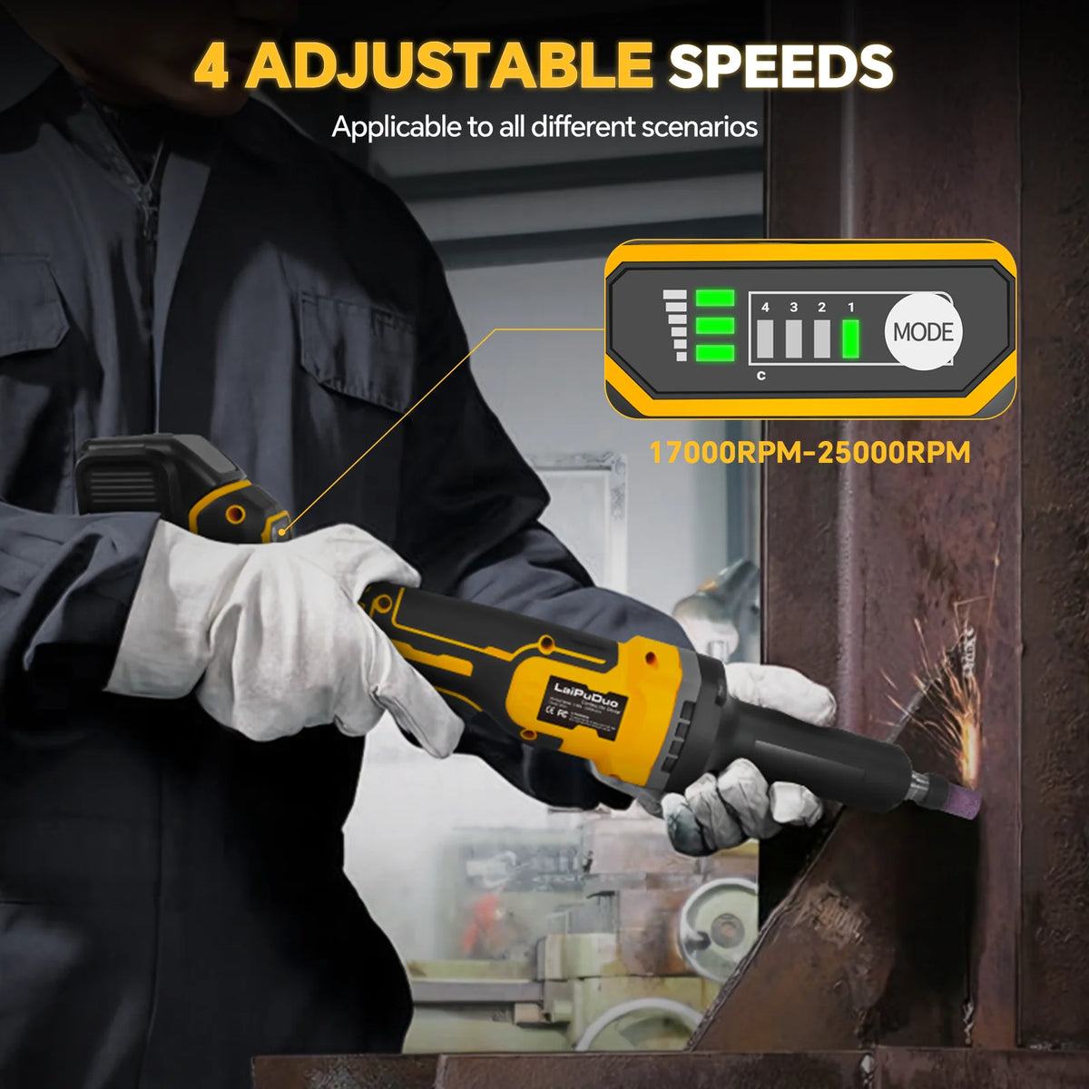 Brushless Die Grinder 25000RPM 4 Variable Speed Metal Grinding Polishing Deburring Die Grinder Tool For Dewalt 20V Battery Pin