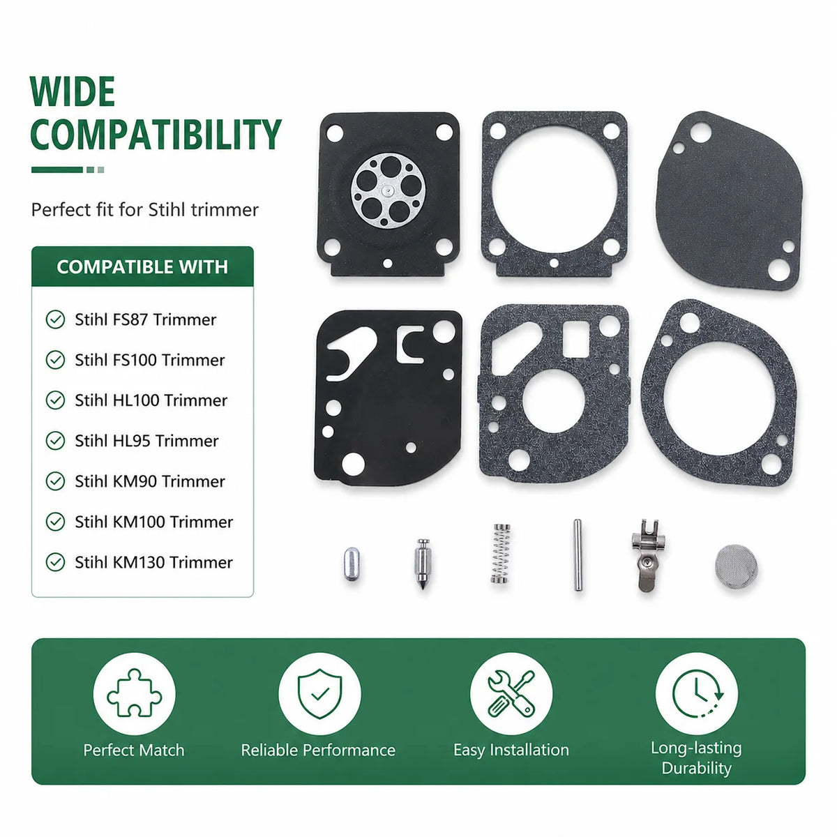 Trimmer Parts Kit For Stihl FS87 FS100 HL100 HL95 KM90 KM100 KM130 Replaces C1Q-S88, 4180 120 0611, 4180 400 1308, C1Q-S110D