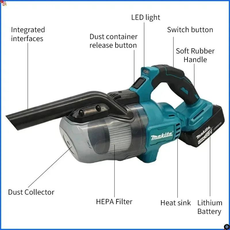 Makita 18V Cordless Handheld Vacuum Cleaner Dust Collector for Floor Carpet Car Pet Hair Cleaning Power Tool