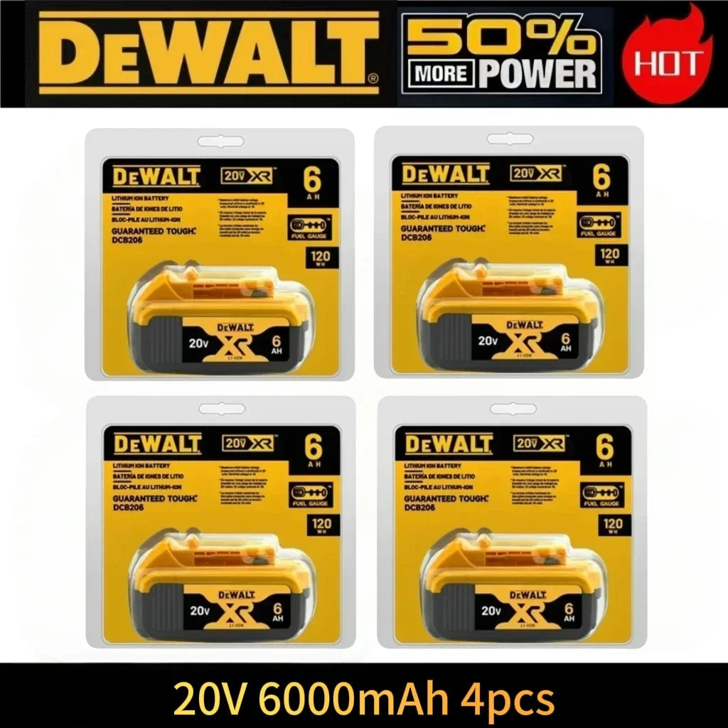 100% Genuine Dewalt 20V 6AH Battery, Rechargeable Lithium Ion Battery, Dewalt DCB200DCBL722/DCL050/DCF850Power Tool Replacement