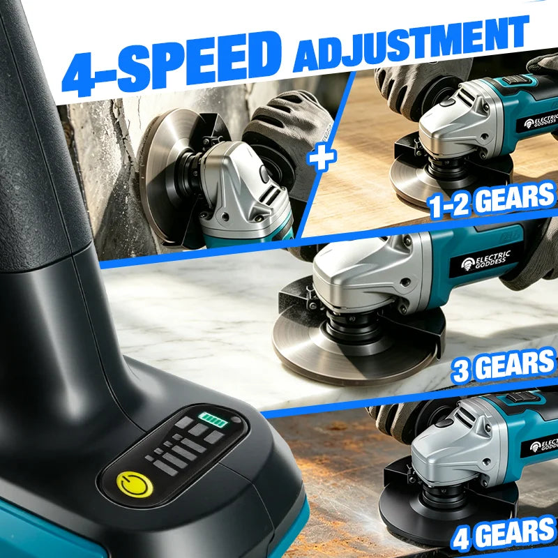 Electric Goddess 125/100mm Brushless Angle Grinder Polishing Machine Cordless Angle Grinder For Makita 18V Battery Pin