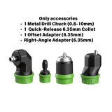 HAOLTON Cordless Brushless Drill 4-in-1 Kit, Quick Release/Offset/Right Angle Chuck, Variable Speed LED, for Makita 18V Battery