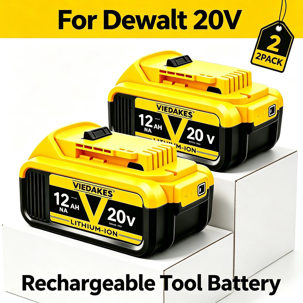 High Capacity 12.0Ah 20V Rechargeable Lithium Ion Battery for Dewalt 20V Battery Work DCB200 DCB201 DCB203 DCB205 DCB206 Tools