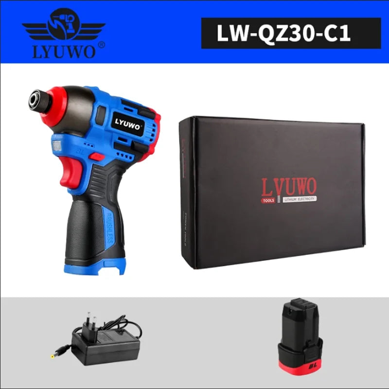 LYUWO 16V Electric Drill Screwdriver 160N.m impact Driver cordless drill Household Multifunction Hit Power Tools
