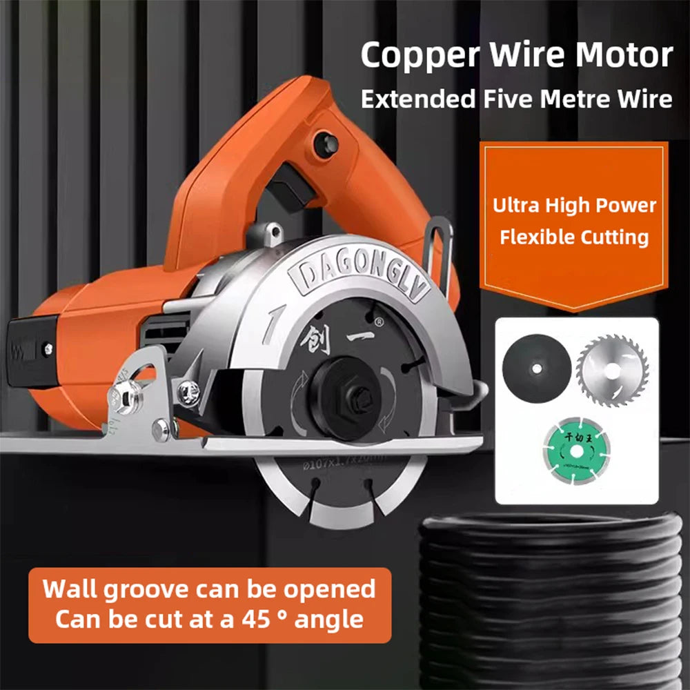 Electric Circular Saw Cutting Machine Copper Wire Motor 5M Extended Wire Handheld Power Tool for Wood Metal Tile
