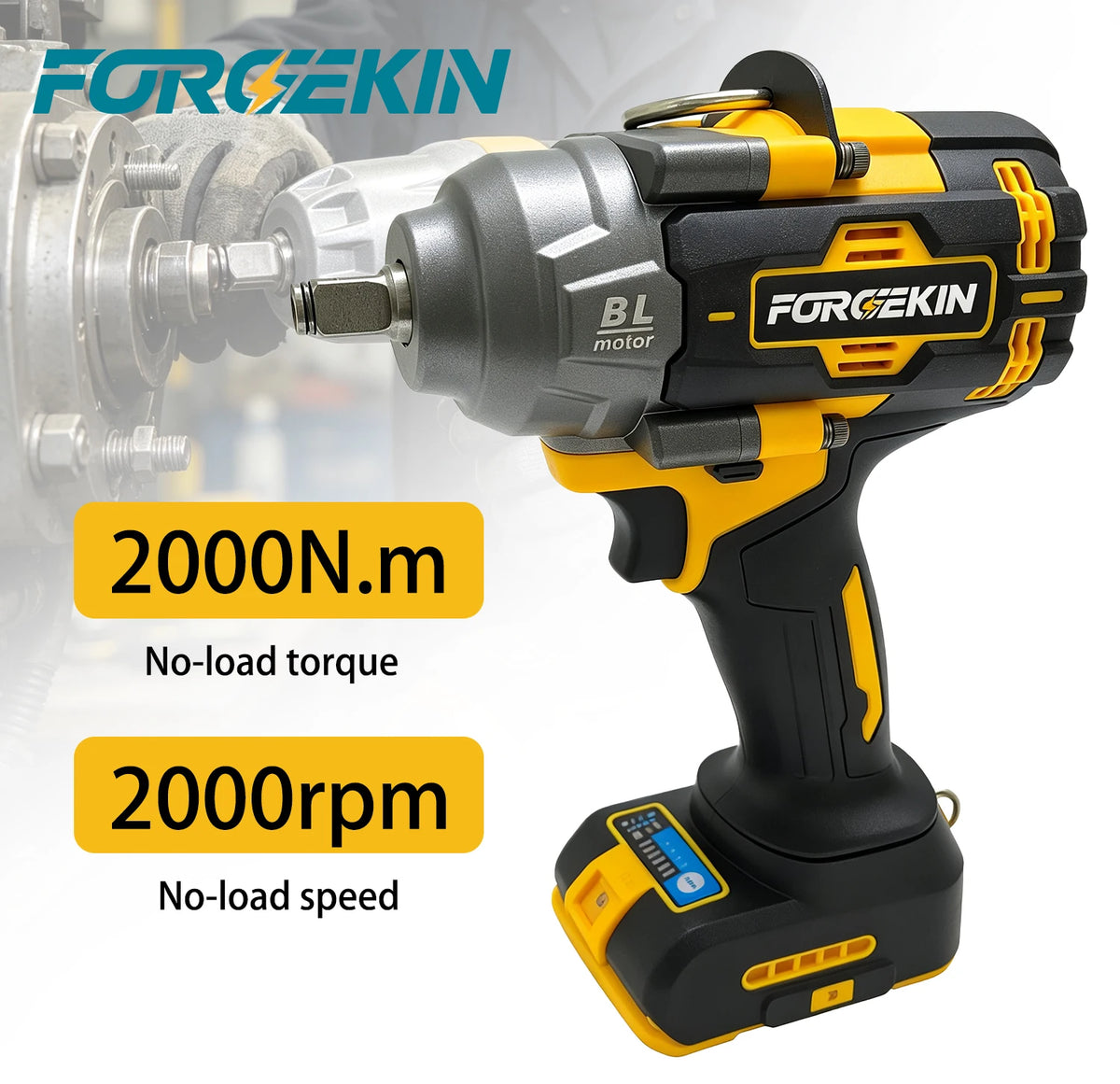 FORGEKIN 1/2” inch Brushless Impact Wrench 20V Power Pressure-Driven Speed,Double Safety&Ergonomic Design for Dewalt battery pin