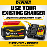 Original DEWALT DCB612 FLEXVOLT 60V MAX 12Ah Lithium Ion Rechargeable Battery for 20V and 60V MAX Cordless Power Tools