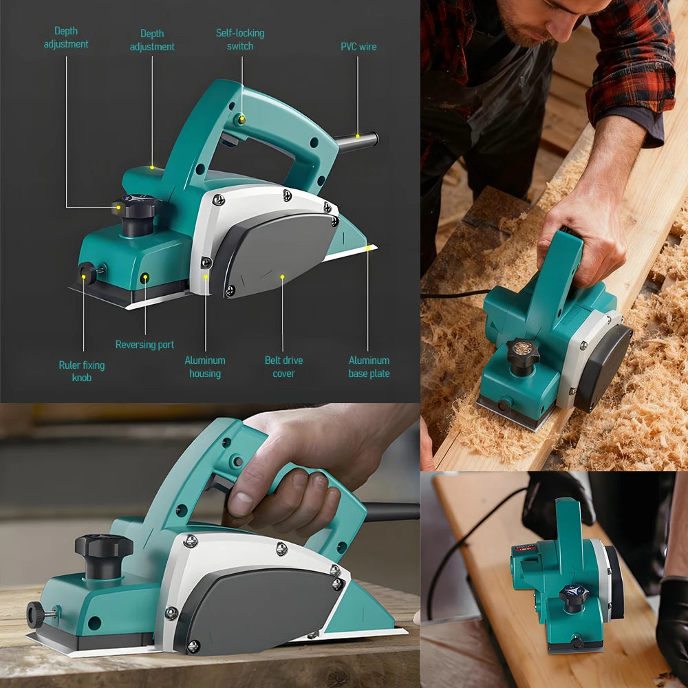 Electric Hand Planer 220V 1800W Multi-Functional Handheld Wood Planer Adjustable Depth Portable Electric Planer with Blade