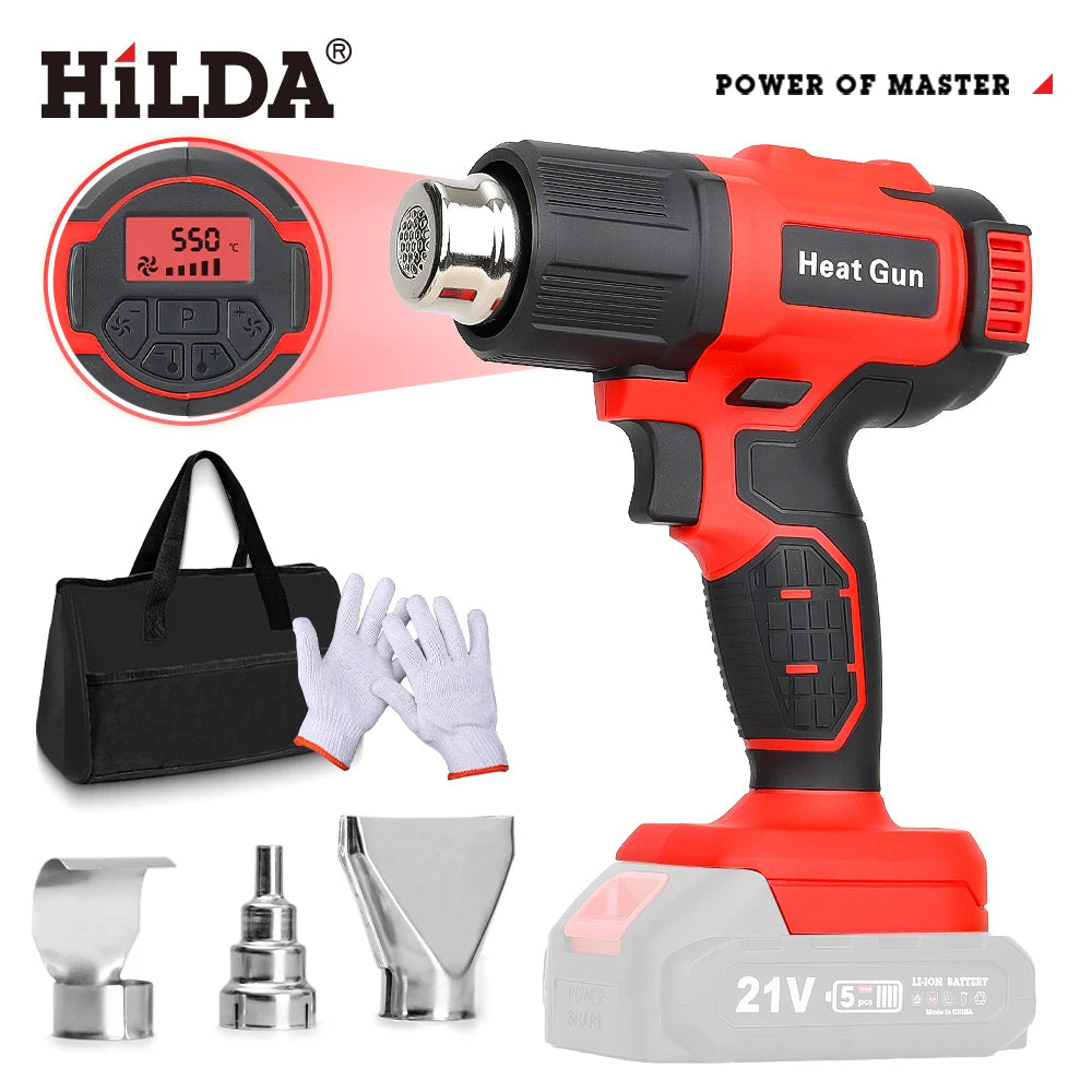 HILDA Heat Gun Cordless Hot Air Gun Handheld Electric DIY Heat Gun Temperatures Adjustable For Makita 18V Battery (No Battery)