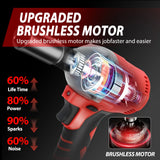 1000N.m Cordless Impact Wrench Brushless 20V 1/2 inch Power Tool Sets High Torque 2x1500MAh Batteries for Car Truck Tires Home