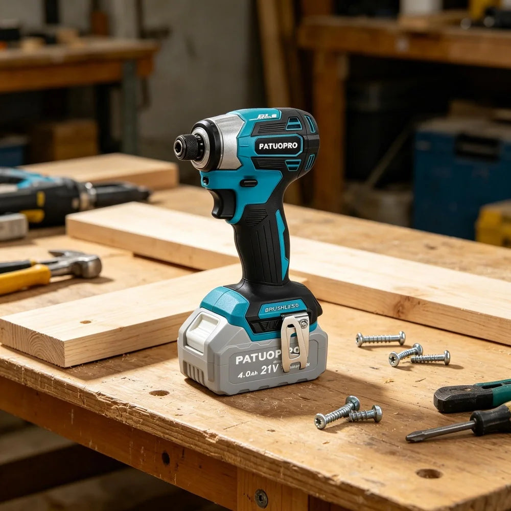 PATUOPRO 5 Speed Brushless Electric Screwdriver Cordless Impact Drill Driver 1/4 Inch Handheld Power Tool For Makita 18V Battery
