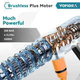 3500W 200Bar Brushless Electric High Pressure Washer 6IN1 Car Wash Water Gun For Makita Battery Pin Garden Irrigation Spray Gun