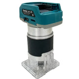 Makita DRT50 18V LXT Cordless Brushless Wood Trimmer With Standard Collet For Workshop Cabinet Hinge Recess Routing Work