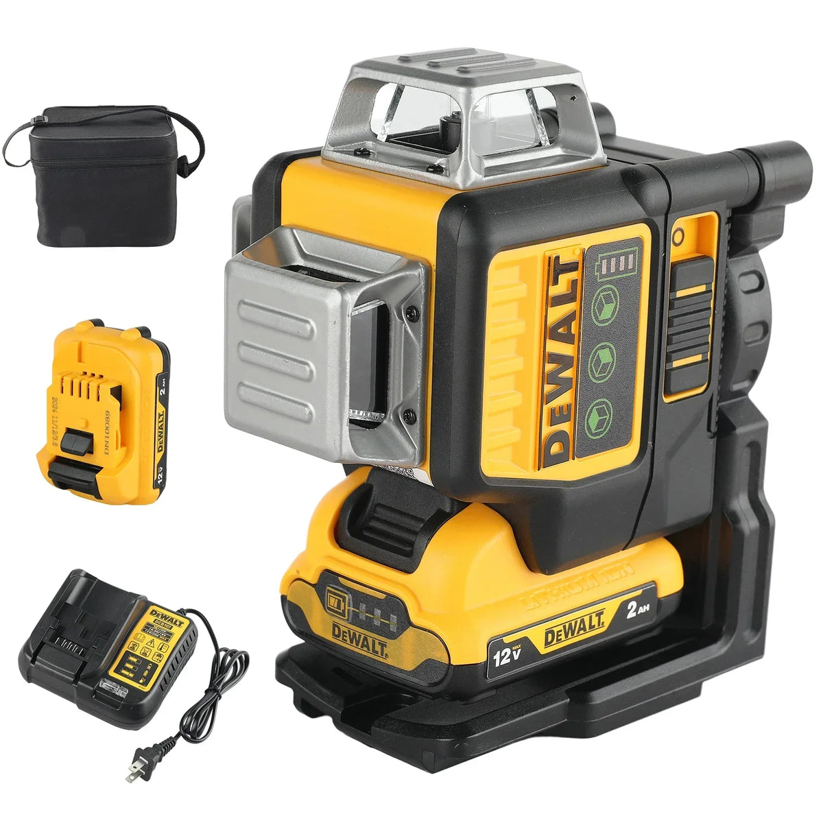 '2026 New!' DEWALT DW089LG 12V MAX Green 3x360 Line Laser Level, 3 Sides 360° Horizontal Vertical Beams Self-Leveling