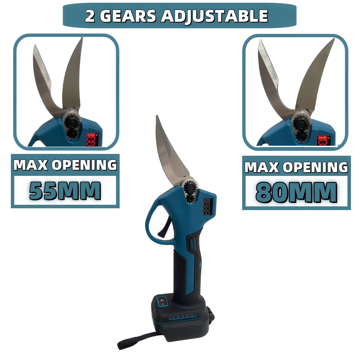 55MM Brushless Electric Scissors Cordless Pruning Shears Electric Branches Cutter Digital Display Tools For Makita 18V Battery