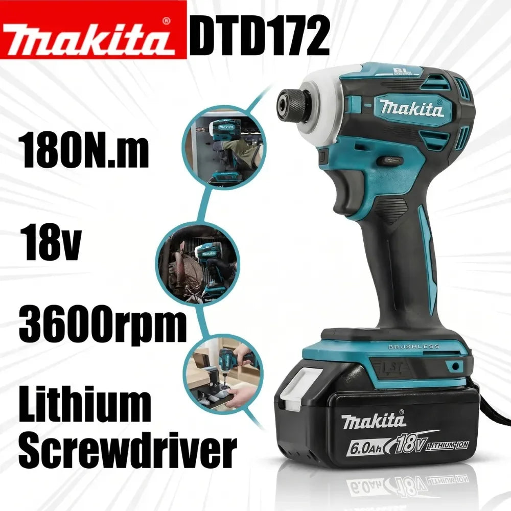 Makita 18V LXT Brushless Impact Driver DTD172 Light Compact Tool For Home Renovation And Workshop Maintenance
